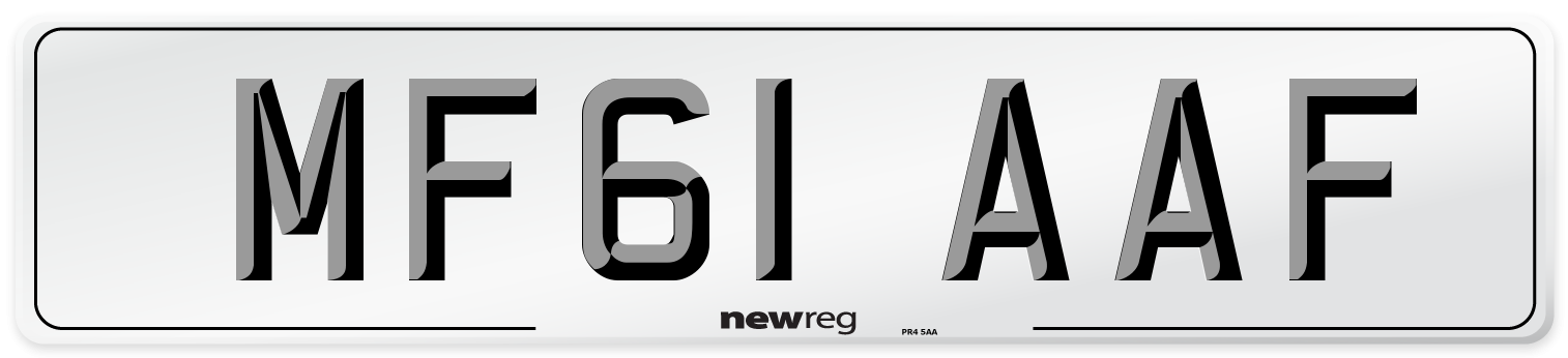 MF61 AAF Number Plate from New Reg
